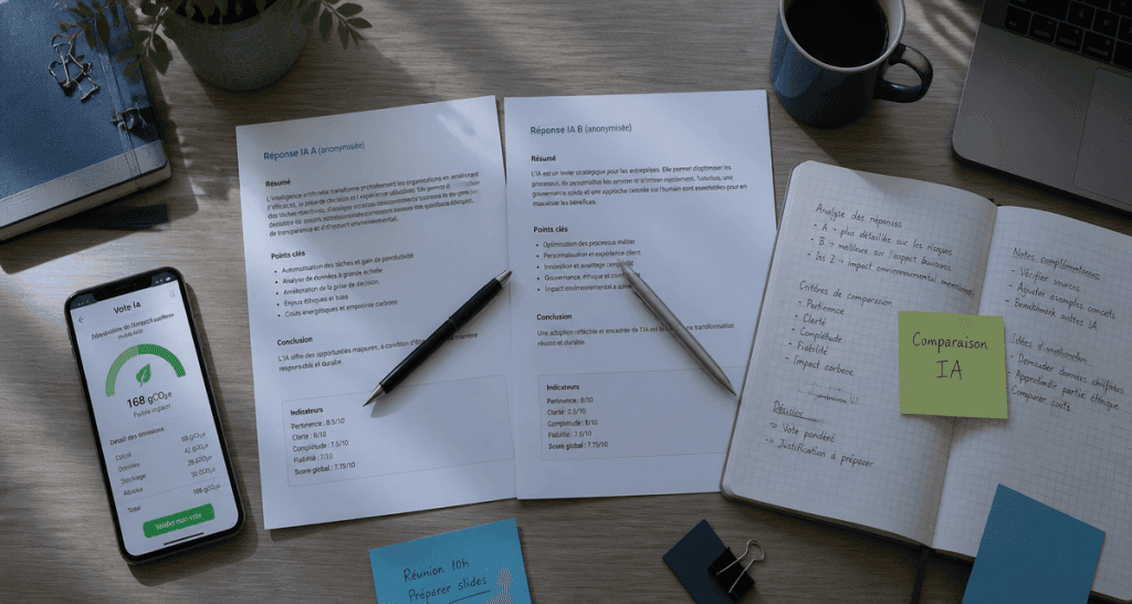 compar ia test aveugle sur bureau moderne