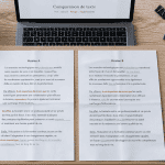 comparaison de texte avec annotations sur bureau