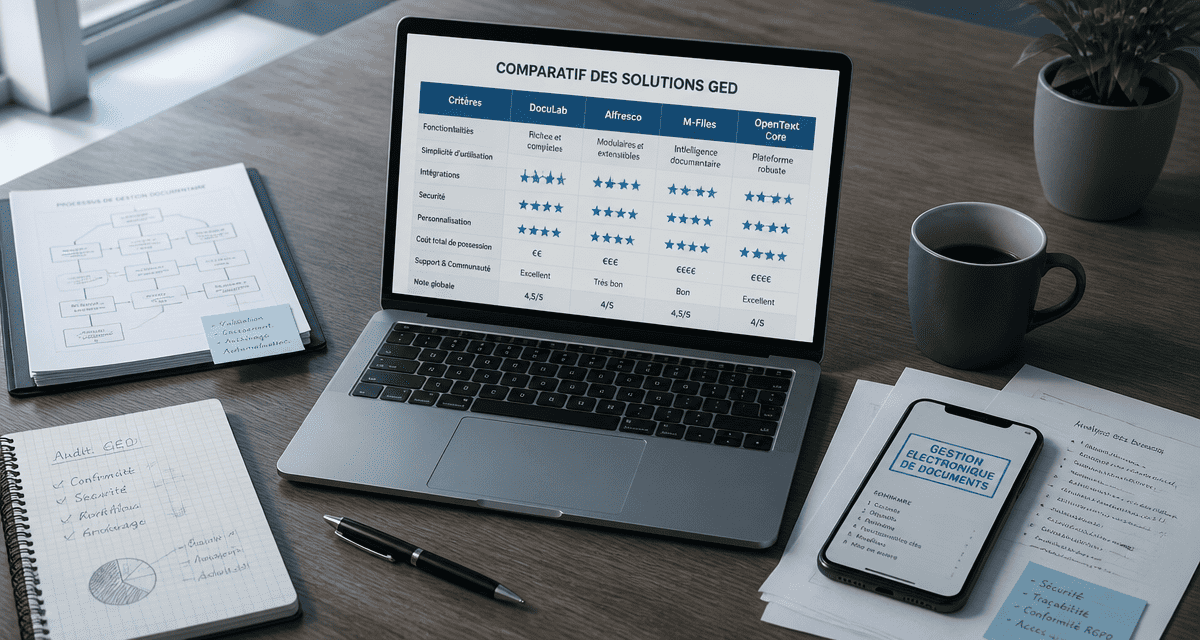 Comparatif GED affiché sur ordinateur portable
