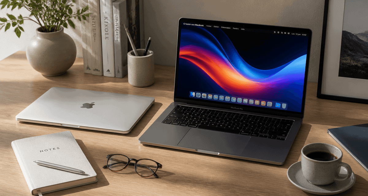 Comparatif MacBook Air et Pro sur un bureau