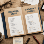 Bureau avec dossiers concurrent direct et indirect
