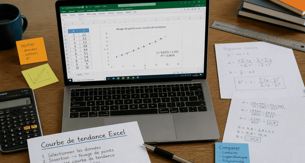 courbe de tendance excel avec R² sur graphique