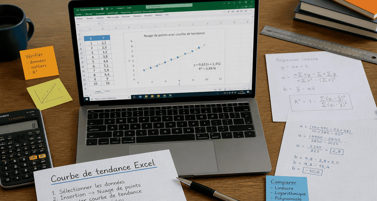courbe de tendance excel avec R² sur graphique