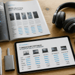 magazine high tech ouvert avec accessoires