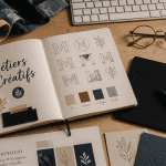 bureau metiers creatifs flat lay