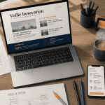newsletter innovation sur ordinateur portable au bureau