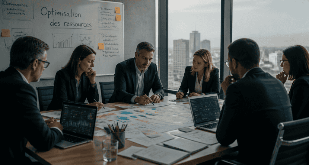 optimisation des ressources par des dirigeants en salle de réunion