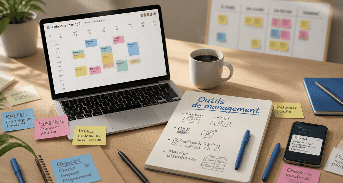 outils de management sur bureau moderne