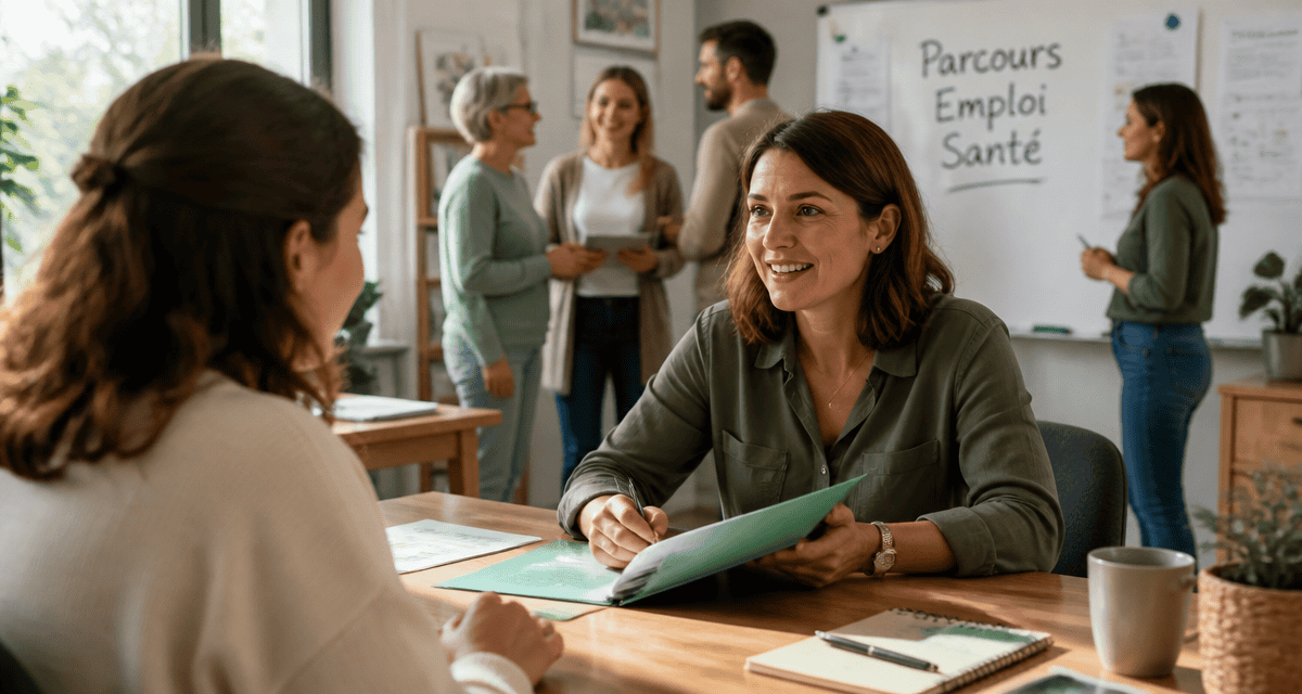 parcours emploi santé échange psychologue équipe