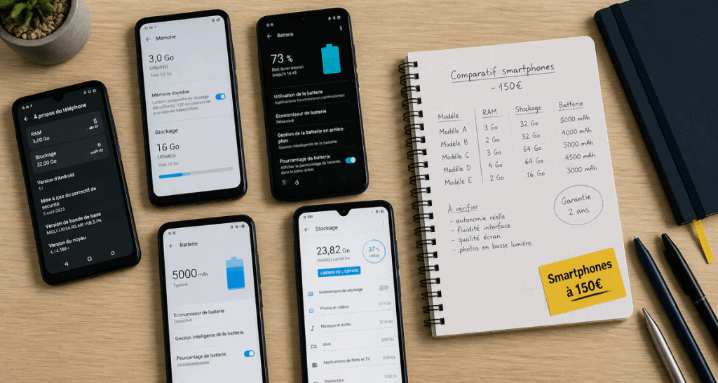 smartphone a 150 euros vue technique