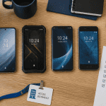 smartphone professionnel sur bureau moderne