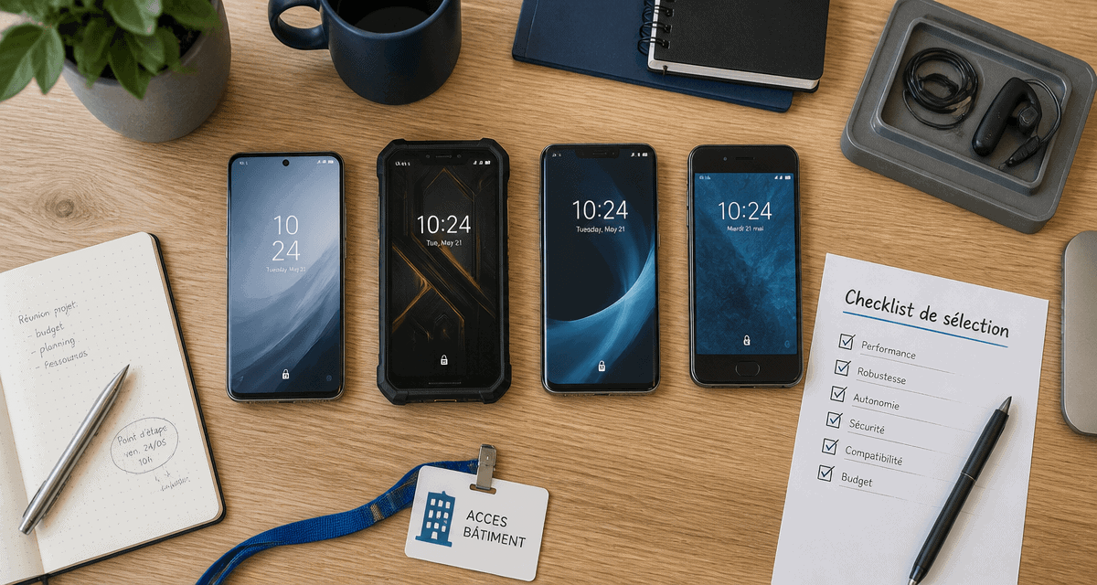 smartphone professionnel sur bureau moderne