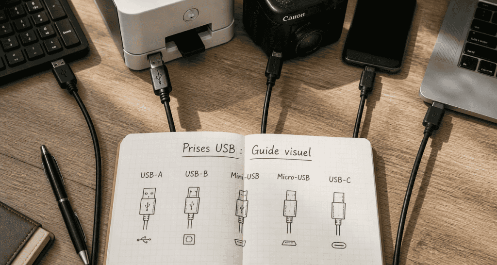 types de prises usb connecteurs visuels