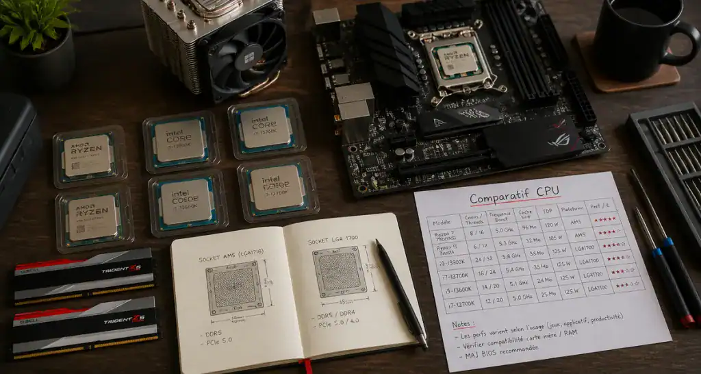 Comparatif processeur AMD et Intel sur bureau moderne
