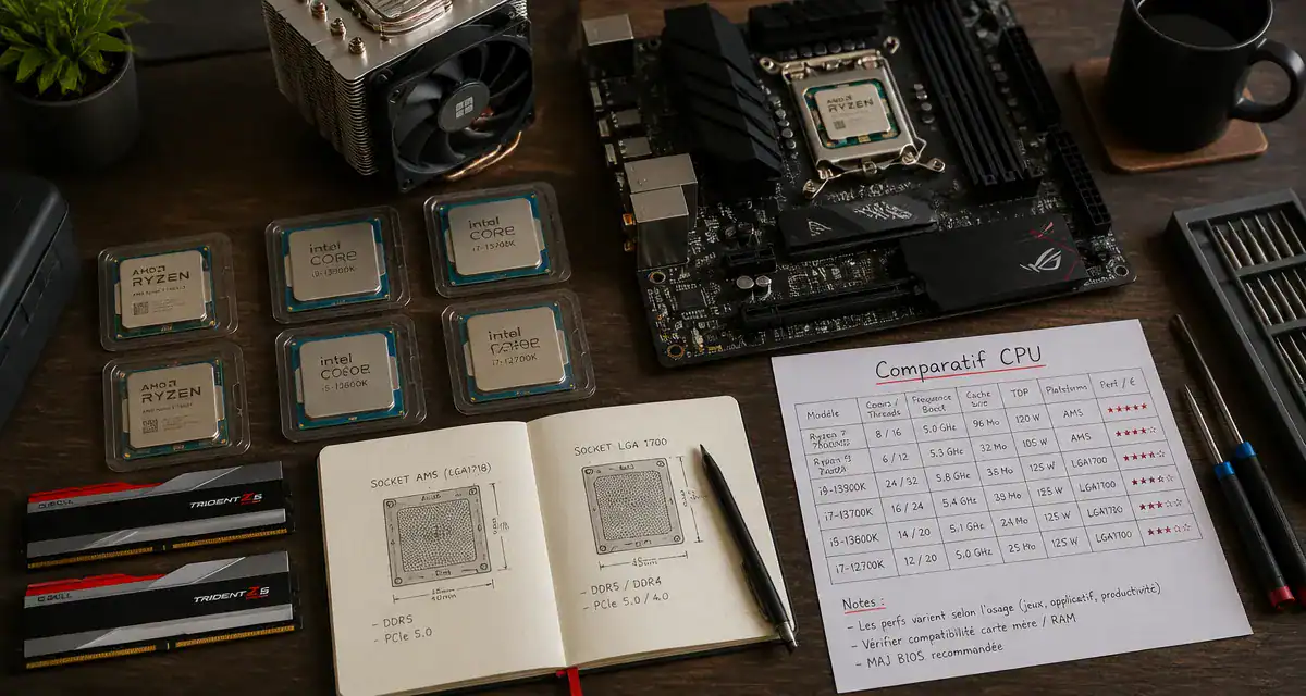 Comparatif processeur AMD et Intel sur bureau moderne