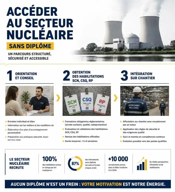 Parcours d'accès à la formation nucléaire sans diplôme : étapes clés vers l'emploi