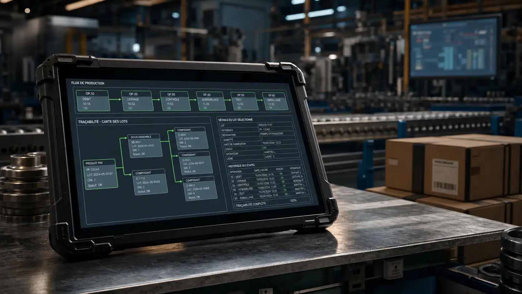 ERP Sylob sur tablette industrielle : flux de production et traçabilité en atelier