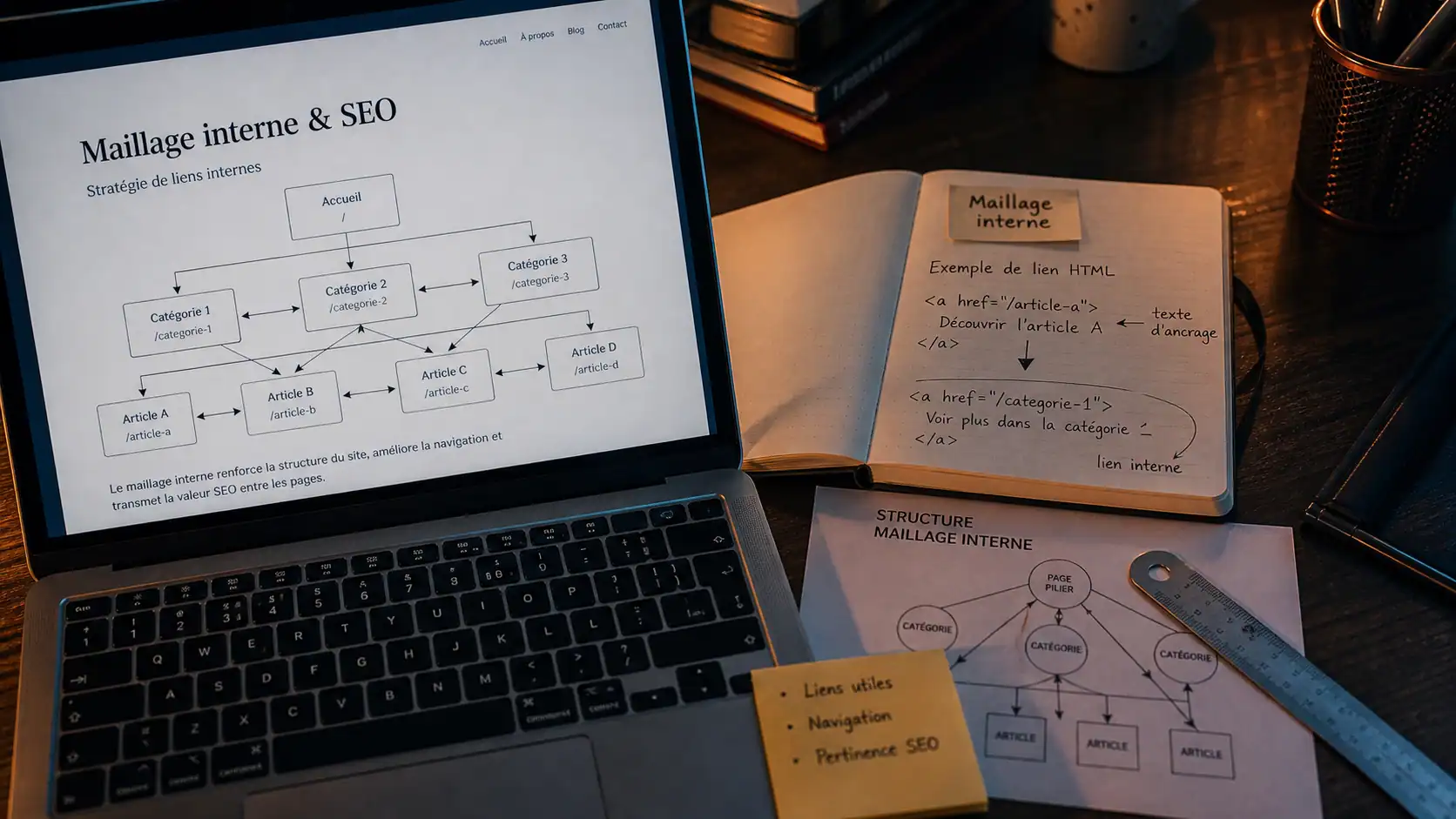 Maillage interne SEO and links : schéma de liens