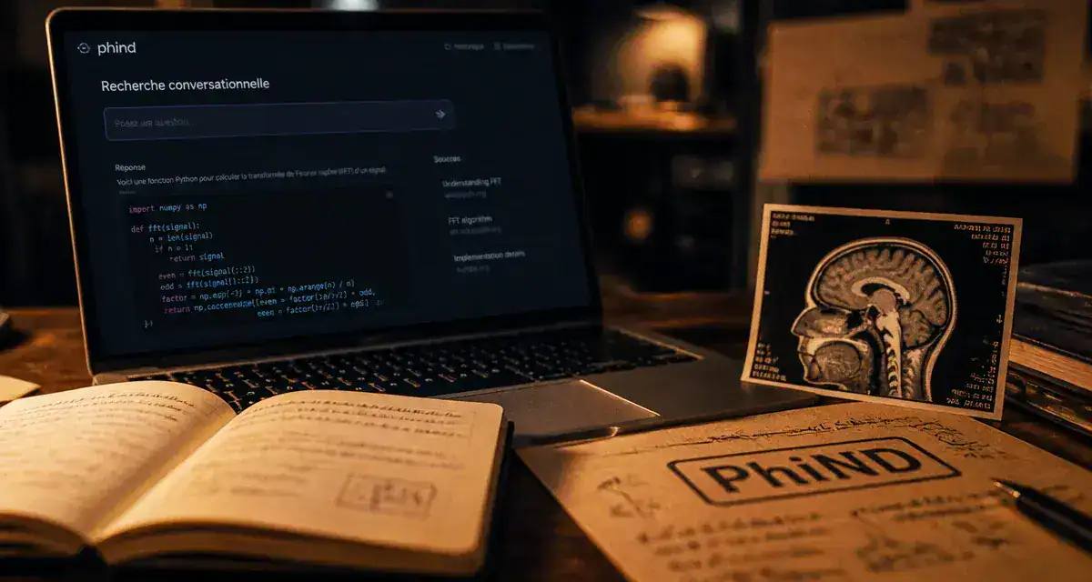Phind : interface IA et neurosciences sur un bureau