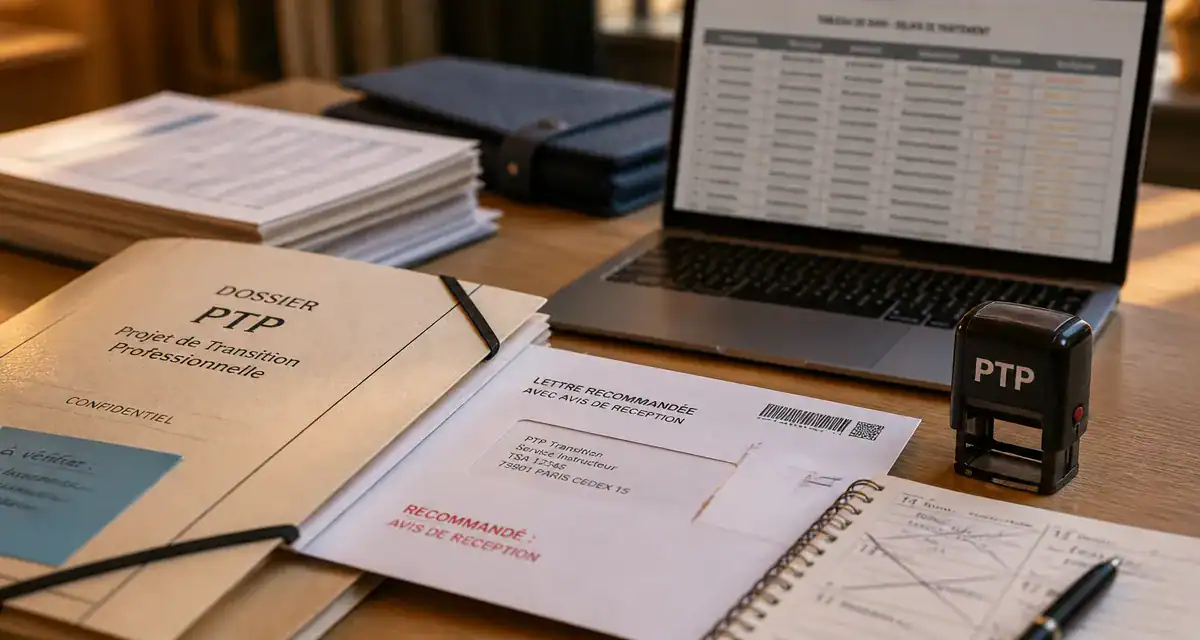 PTP refus employeur : lettre recommandée avec tampon PTP et accusé de réception
