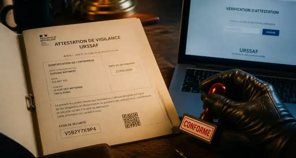 Qu est ce qu une attestation de vigilance URSSAF : 5 000 € HT, 6 mois, solidarité financière