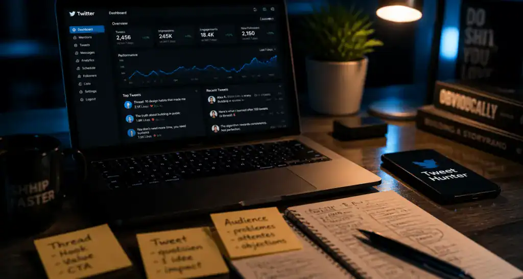 tweet hunter interface gestion twitter sur ordinateur
