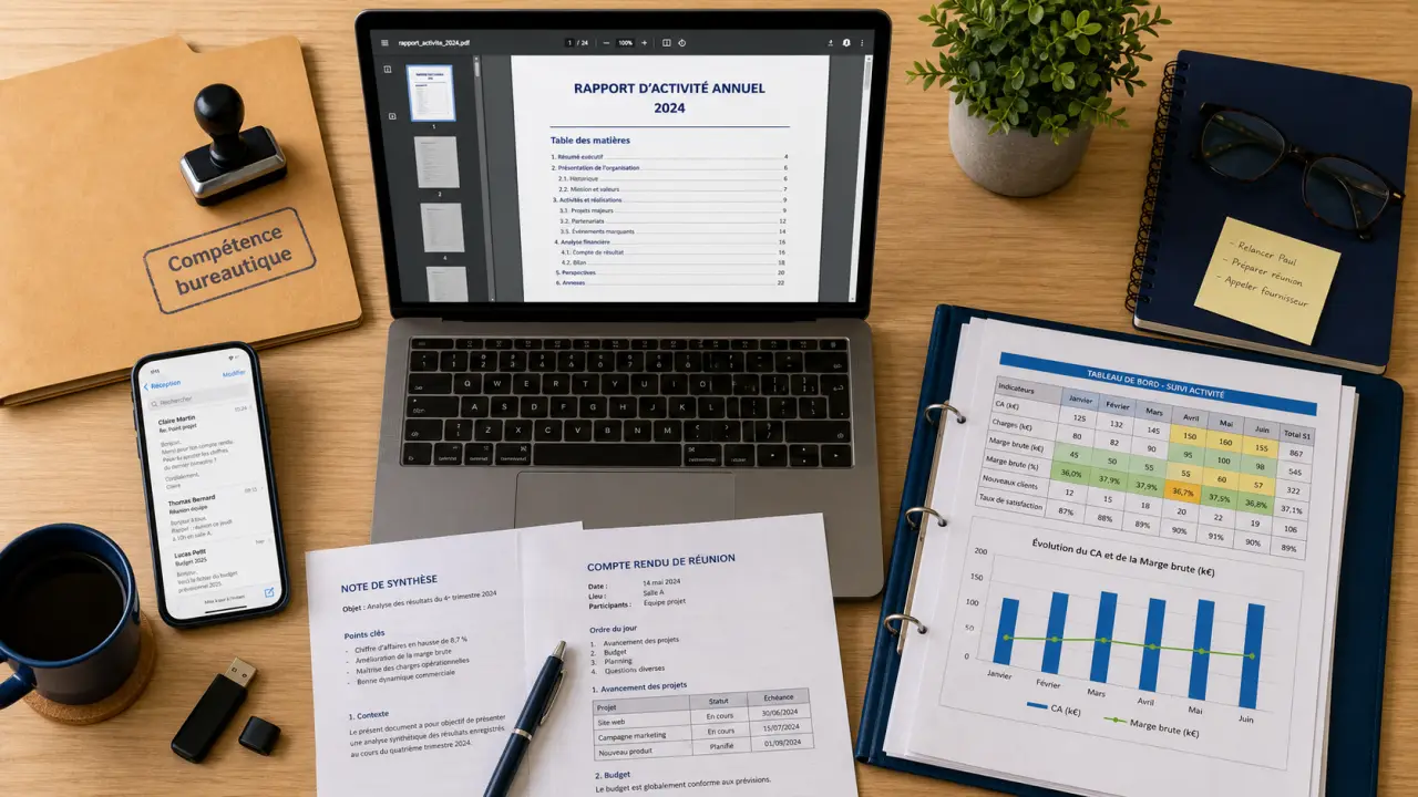 Compétence bureautique : Excel, collaboration et certification sur ordinateur et smartphone