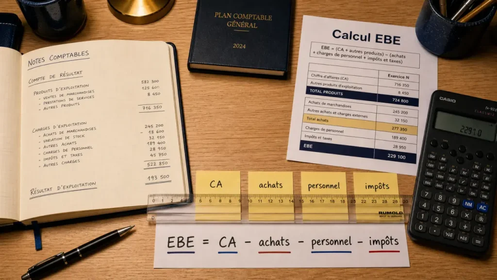 EBE calcul : méthode poste par poste, formule et exemple