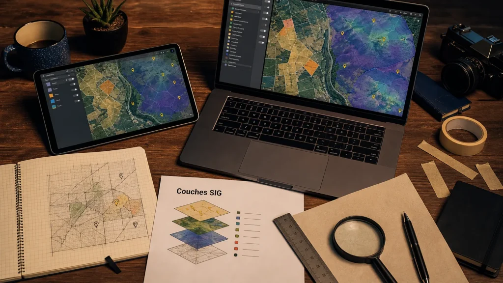 SIG logiciel QGIS ArcGIS MapInfo : carte et couches SIG