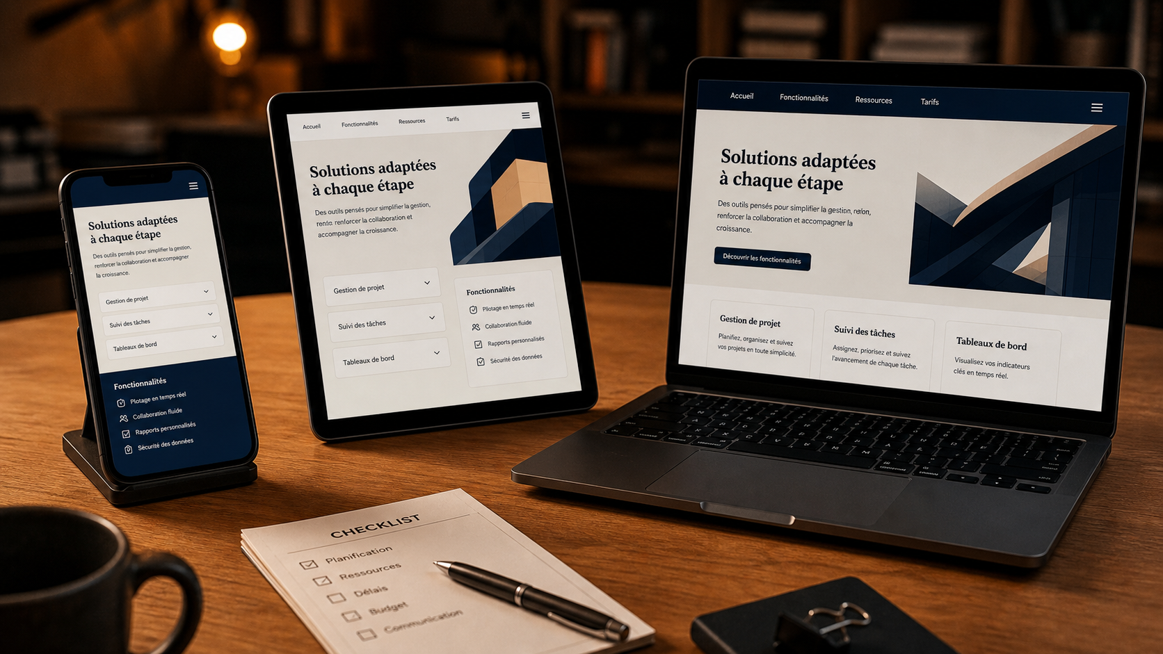 Test site responsive design sur smartphone, tablette et PC