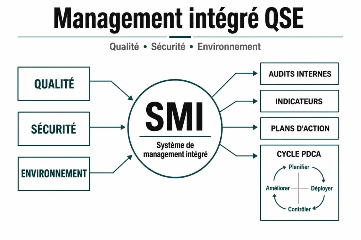 QSE définition : schéma du système de management intégré qualité sécurité environnement