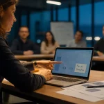 Formateur informatique en formation, cours sur ordinateur portable pour débutants