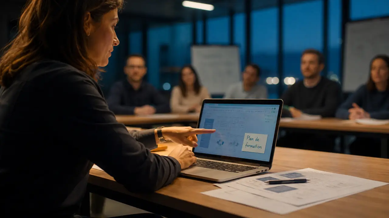 Formateur informatique en formation, cours sur ordinateur portable pour débutants