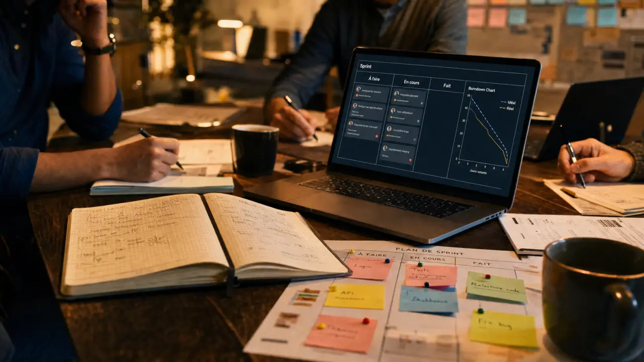 sprint gestion de projet : équipe et tableau agile À faire En cours Fait