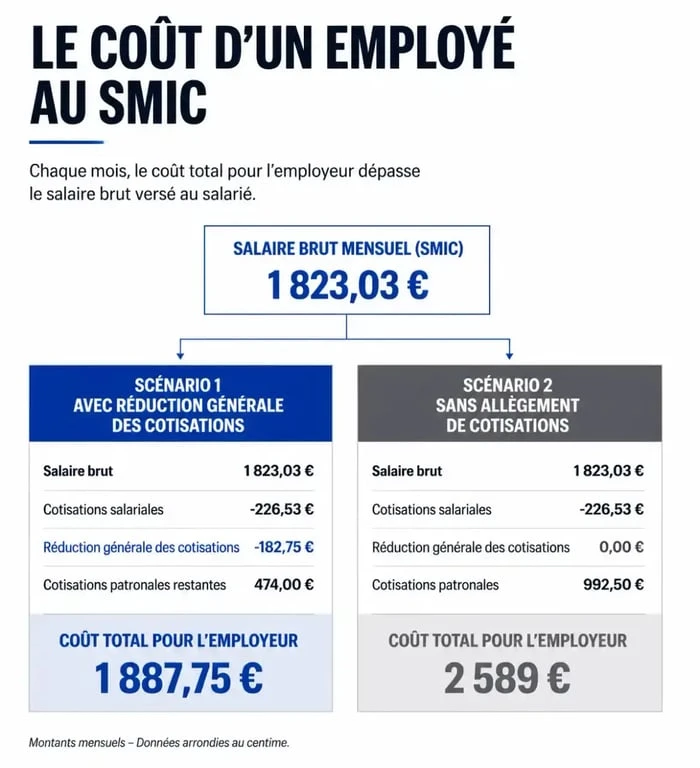 Combien coûte un employé au SMIC avec et sans allègement de cotisations